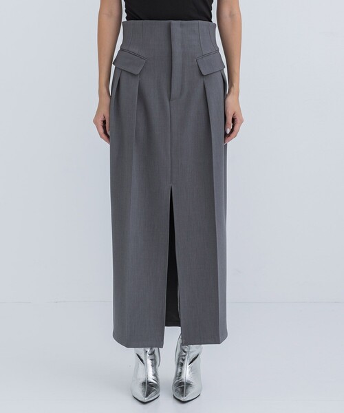 STUDIOUS（ステュディオス）の「【STUDIOUS/ステュディオス】ハイウエストテーラードスカート/着痩せ/脚長/ウエストシェイプ（スカート・レディース・ブラック/グレー・1/2）」の7枚目の写真