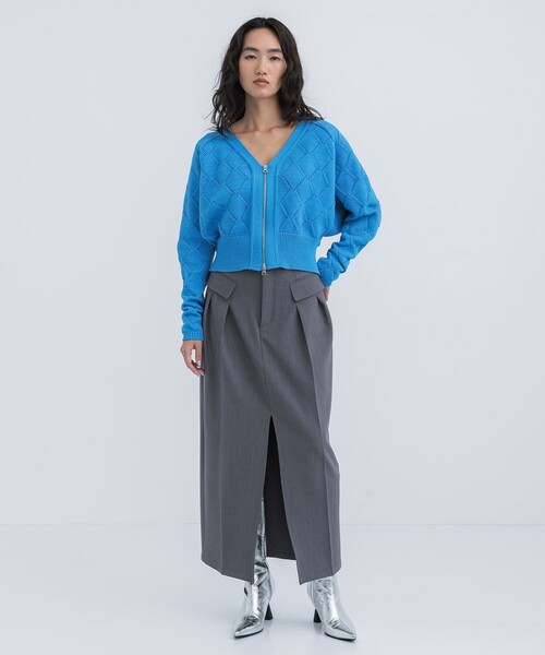 STUDIOUS（ステュディオス）の「【STUDIOUS/ステュディオス】ハイウエストテーラードスカート/着痩せ/脚長/ウエストシェイプ（スカート・レディース・ブラック/グレー・1/2）」の14枚目の写真