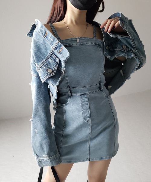 デニムワンピース ワンピース ミニ 幅広襟 フリル ハイウェスト Amazon.co.jp: [Misswdd] デニム ワンピース レディース 可愛い