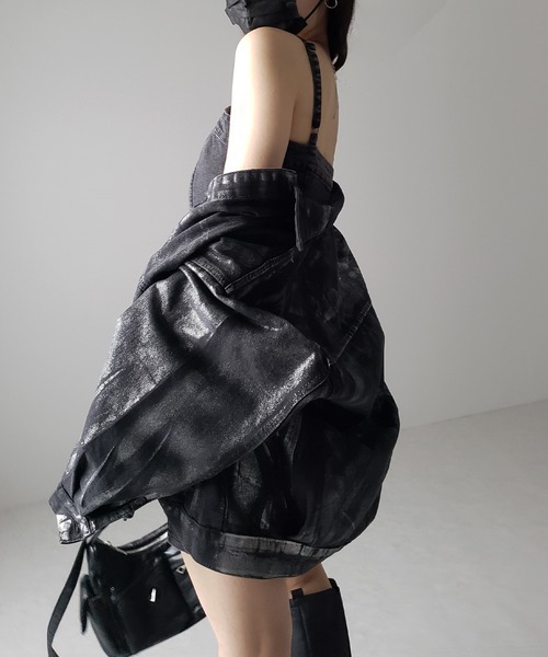 me+em select（ミームセレクト）の「【 ２color 】ウォッシュデニムハイウエストミニキャミワンピース ／ wash denim high waist mini cami onepiece（ワンピース・レディース・ブルー/ブラック・MEDIUM/SMALL）」の22枚目の写真
