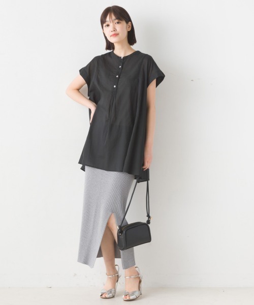 OMNES(オムネス)の「コットンボイルフレンチスリーブフレアシャツ(シャツ/ブラウス・レディース・ブラウン/ベージュ/ブラック/ホワイト/グリーン/ブルー・FREE)」の15枚目の写真