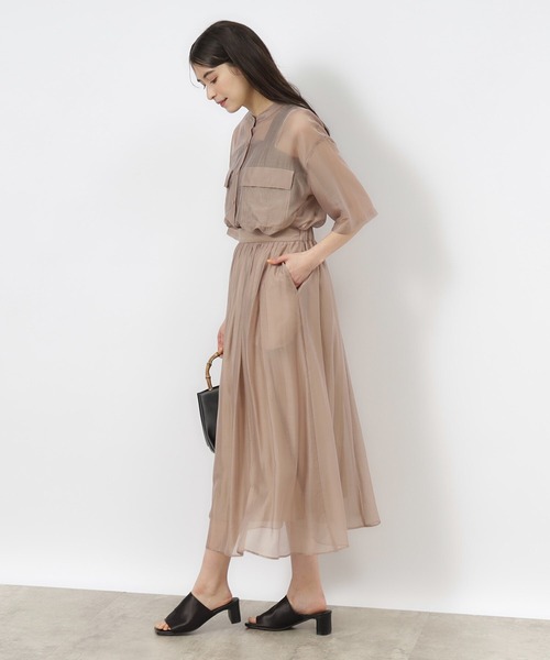 OPAQUE.CLIP（オペークドットクリップ）の「◆セットアップ対応 シアーダブルポケットシャツブラウス【洗濯機洗い可】（シャツ/ブラウス・レディース・オレンジ/ブラウン系その他/グリーン/ブラック/ブラウン系その他7・40/38/42/36）」の13枚目の写真