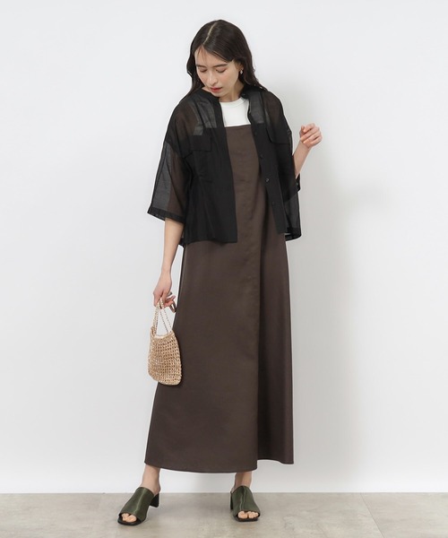 OPAQUE.CLIP（オペークドットクリップ）の「◆セットアップ対応 シアーダブルポケットシャツブラウス【洗濯機洗い可】（シャツ/ブラウス・レディース・オレンジ/ブラウン系その他/グリーン/ブラック/ブラウン系その他7・40/38/42/36）」の19枚目の写真