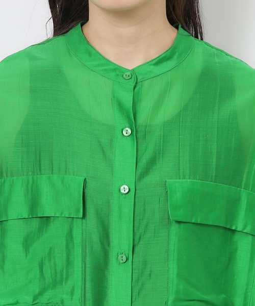 OPAQUE.CLIP（オペークドットクリップ）の「◆セットアップ対応 シアーダブルポケットシャツブラウス【洗濯機洗い可】（シャツ/ブラウス・レディース・オレンジ/ブラウン系その他/グリーン/ブラック/ブラウン系その他7・40/38/42/36）」の22枚目の写真