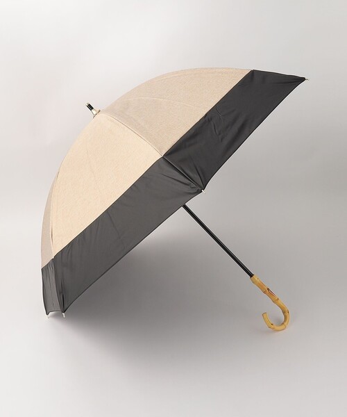green label relaxing（グリーンレーベルリラクシング）の「バンブーハンドル 2  日傘 -晴雨兼用-（長傘・レディース・グレー/ベージュ・FREE）」の2枚目の写真