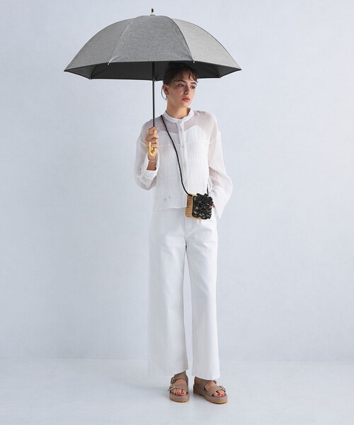 green label relaxing（グリーンレーベルリラクシング）の「バンブーハンドル 2  日傘 -晴雨兼用-（長傘・レディース・グレー/ベージュ・FREE）」の3枚目の写真