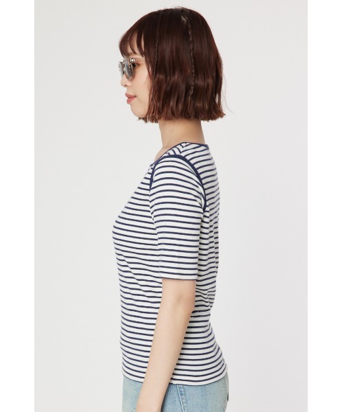 RODEO CROWNS WIDE BOWL（ロデオクラウンズワイドボウル）の「ショルダースリットトップス（Tシャツ/カットソー・レディース・ブルー系その他3/ブラック/オフホワイト・FREE）」の19枚目の写真