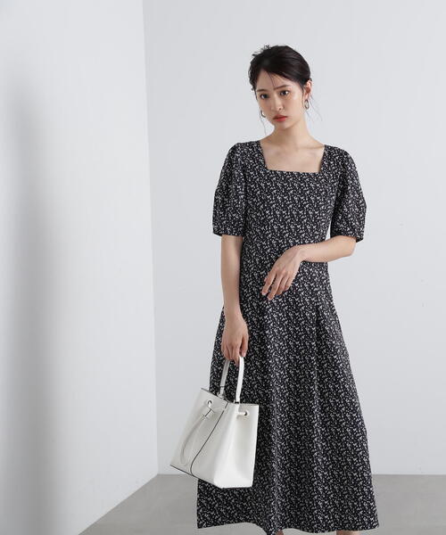 N.（N. Natural Beauty Basic）（エヌエヌナチュラルビューティーベーシック）の「◆スクエアネックプリントワンピース《S Size Line》（ワンピース・レディース・グリーン系その他/ブラック系その他/オフホワイト・SMALL/MEDIUM）」の14枚目の写真