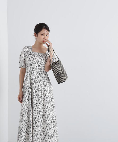 N.（N. Natural Beauty Basic）（エヌエヌナチュラルビューティーベーシック）の「◆スクエアネックプリントワンピース《S Size Line》（ワンピース・レディース・グリーン系その他/ブラック系その他/オフホワイト・SMALL/MEDIUM）」の22枚目の写真