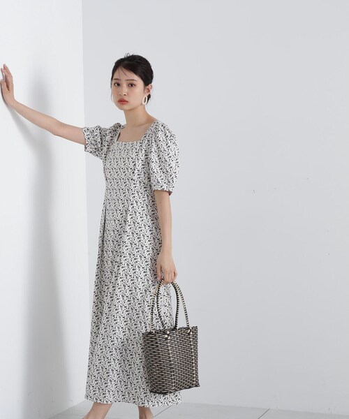 N.（N. Natural Beauty Basic）（エヌエヌナチュラルビューティーベーシック）の「◆スクエアネックプリントワンピース《S Size Line》（ワンピース・レディース・グリーン系その他/ブラック系その他/オフホワイト・SMALL/MEDIUM）」の18枚目の写真