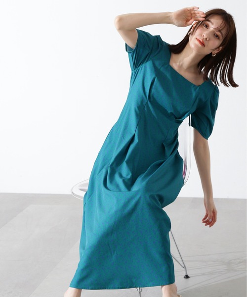 N.（N. Natural Beauty Basic）（エヌエヌナチュラルビューティーベーシック）の「◆スクエアネックプリントワンピース《S Size Line》（ワンピース・レディース・グリーン系その他/ブラック系その他/オフホワイト・SMALL/MEDIUM）」の7枚目の写真