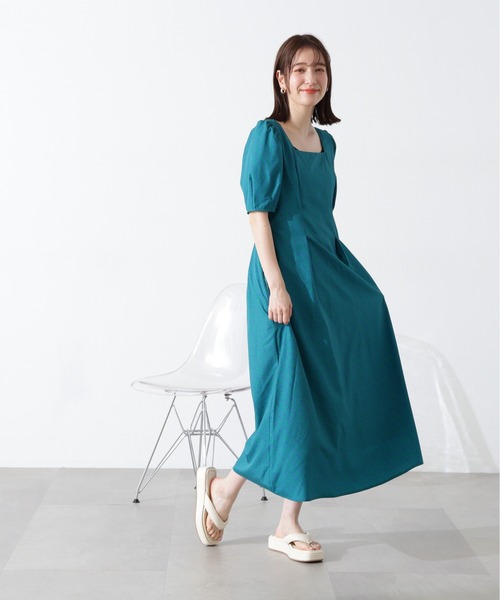 N.（N. Natural Beauty Basic）（エヌエヌナチュラルビューティーベーシック）の「◆スクエアネックプリントワンピース《S Size Line》（ワンピース・レディース・グリーン系その他/ブラック系その他/オフホワイト・SMALL/MEDIUM）」の9枚目の写真