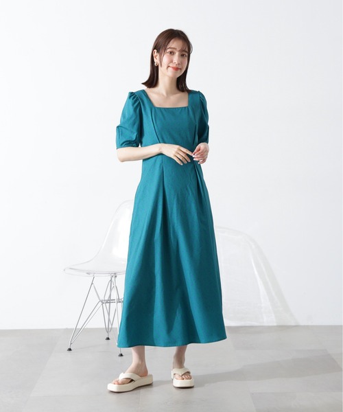 N.（N. Natural Beauty Basic）（エヌエヌナチュラルビューティーベーシック）の「◆スクエアネックプリントワンピース《S Size Line》（ワンピース・レディース・グリーン系その他/ブラック系その他/オフホワイト・SMALL/MEDIUM）」の11枚目の写真