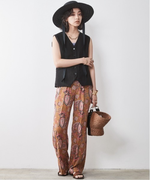 CHIC STYLE(シックスタイル)の「<大きいサイズ>エスニックプリントリラックスパンツ シックスタイル(その他パンツ・レディース・グリーン系/モカ・L/5L/4L/3L/LL)」の9枚目の写真