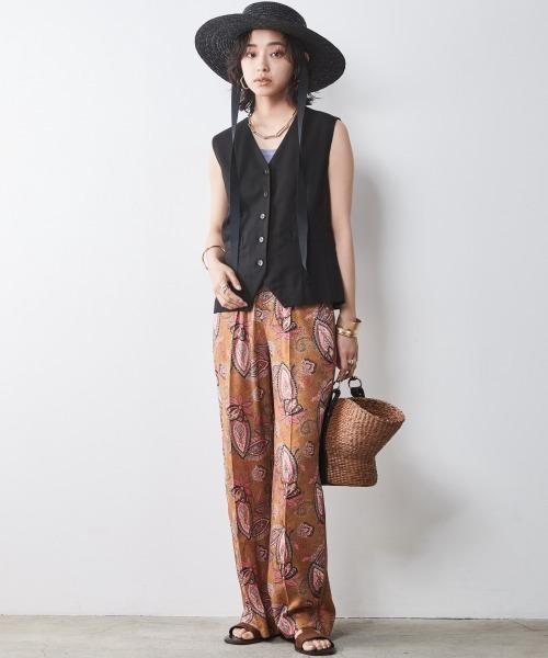 CHIC STYLE(シックスタイル)の「<大きいサイズ>エスニックプリントリラックスパンツ シックスタイル(その他パンツ・レディース・グリーン系/モカ・L/5L/4L/3L/LL)」の10枚目の写真