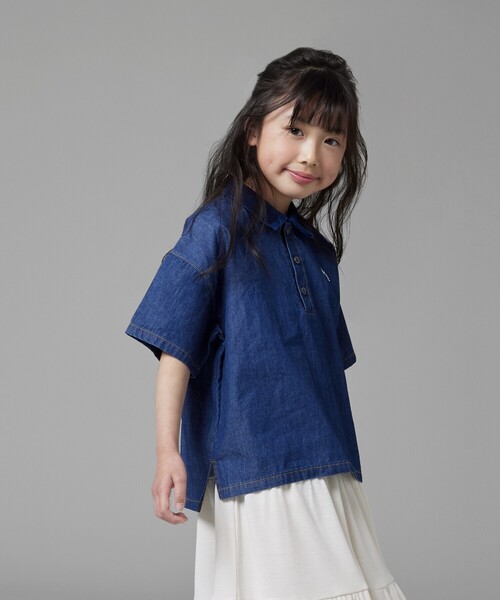 COMME CA ISM(コムサイズム)の「デニムポロシャツ(ポロシャツ・キッズ・ライトインディゴブルー/インディゴブルー・100cm/110cm/150cm/140cm/130cm/120cm)」の1枚目の写真