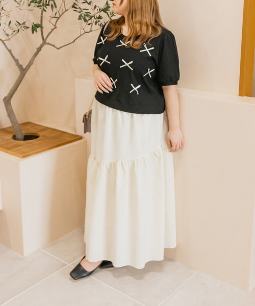 CLETTE(クレット)の「リボンデザインプルオーバー(Tシャツ/カットソー・レディース・ブラック/グレー・4L/LL/3L)」の7枚目の写真