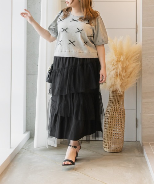 CLETTE(クレット)の「リボンデザインプルオーバー(Tシャツ/カットソー・レディース・ブラック/グレー・4L/LL/3L)」の10枚目の写真