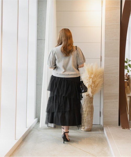 CLETTE(クレット)の「リボンデザインプルオーバー(Tシャツ/カットソー・レディース・ブラック/グレー・4L/LL/3L)」の11枚目の写真