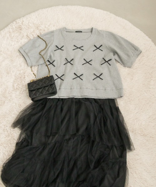 CLETTE(クレット)の「リボンデザインプルオーバー(Tシャツ/カットソー・レディース・ブラック/グレー・4L/LL/3L)」の16枚目の写真