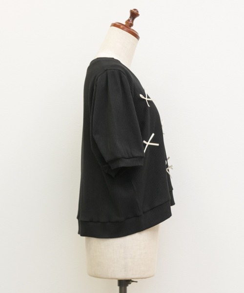 CLETTE(クレット)の「リボンデザインプルオーバー(Tシャツ/カットソー・レディース・ブラック/グレー・4L/LL/3L)」の18枚目の写真