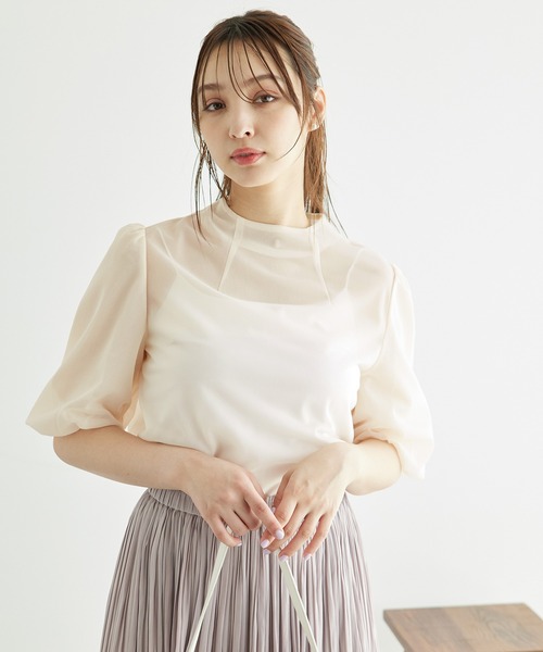ROPE' PICNIC(ロペピクニック)の「袖ボリュームブライトシアーブラウス(シャツ/ブラウス・レディース・オフホワイト/ブラック/サックスブルー・38)」の10枚目の写真
