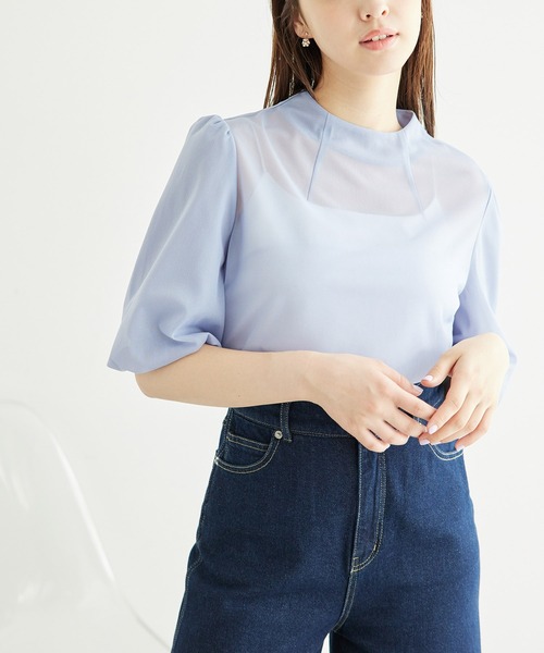 ROPE' PICNIC(ロペピクニック)の「袖ボリュームブライトシアーブラウス(シャツ/ブラウス・レディース・オフホワイト/ブラック/サックスブルー・38)」の14枚目の写真