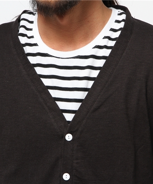 SEVENDAYS=SUNDAY(セブンデイズサンデイ)の「スラブ天竺 7分袖カーディガン(カーディガン/ボレロ・メンズ・オフホワイト/チャコールグレー/カーキ/ネイビー・SMALL/MEDIUM/LARGE)」の8枚目の写真