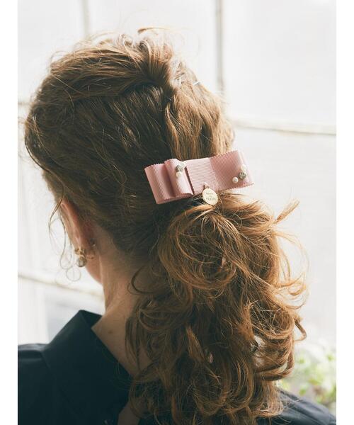 ブラウンのグログランのリボンのヘアアクセサリー ブラウンのグログランのリボンのヘアアクセサリー ブラウンの