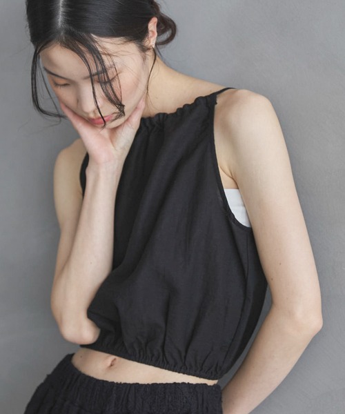 feepur（フェピュール）の「ホルターネックリネンビスチェ（シャツ/ブラウス・レディース・オリーブ/オフホワイト/ブラック・MEDIUM）」の2枚目の写真