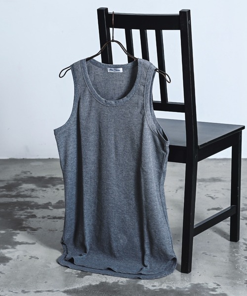 Revo.（レボ）の「ワッフル 裾ラウンド タンクトップ レイヤード ロング丈（タンクトップ・メンズ・ホワイト/ブラック/グレー・M/L）」の3枚目の写真