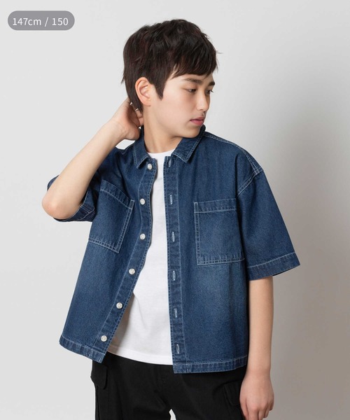 MPS(エムピーエス)の「MPS(エムピーエス)【冷感】ワイドシャツレイヤード(シャツ/ブラウス・キッズ・ブラック/ダークインディゴブルー・120/130/140/150/160)」の1枚目の写真