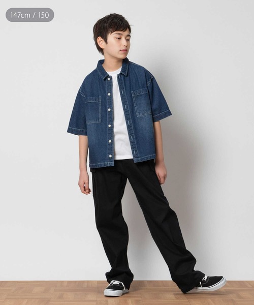MPS(エムピーエス)の「MPS(エムピーエス)【冷感】ワイドシャツレイヤード(シャツ/ブラウス・キッズ・ブラック/ダークインディゴブルー・120/130/140/150/160)」の7枚目の写真