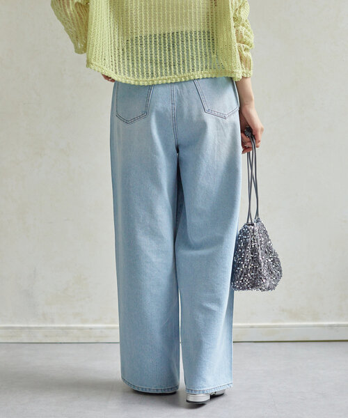 Thevon（ゼボン）の「【2サイズ展開／身長別サイズ比較動画あり】ハイウエストワイドデニム（デニムパンツ・レディース・ブラック/ブルー/サックスブルー・S/M）」の13枚目の写真