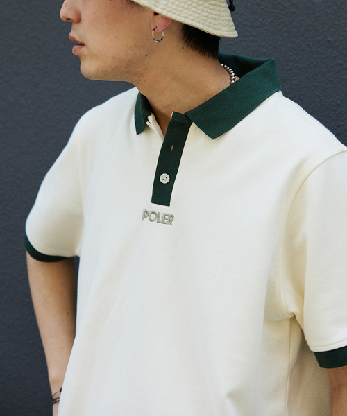 POLeR（ポーラー）の「POLeR / ポーラー 別注 TWO-TONE ポロシャツ（ポロシャツ・メンズ・アイボリー/ブラックミックス・LARGE/MEDIUM）」の9枚目の写真