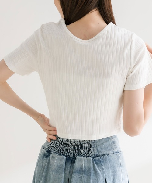 OLIVE des OLIVE（オリーブデオリーブ）の「【WEB限定】レースアップテレコトップス　1041060790（Tシャツ/カットソー・レディース・ブラック/サックスブルー/チャコールグレー/オフホワイト・FREE）」の19枚目の写真