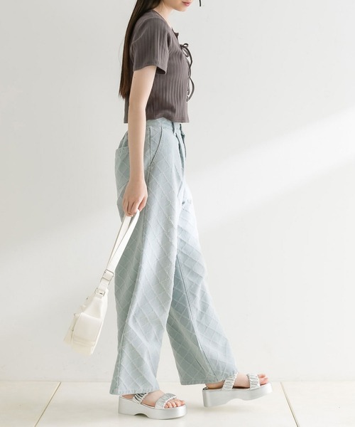 OLIVE des OLIVE（オリーブデオリーブ）の「【WEB限定】レースアップテレコトップス　1041060790（Tシャツ/カットソー・レディース・ブラック/サックスブルー/チャコールグレー/オフホワイト・FREE）」の16枚目の写真
