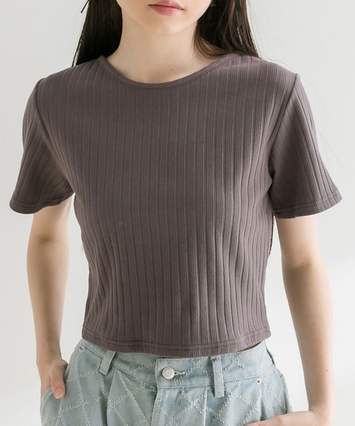 OLIVE des OLIVE（オリーブデオリーブ）の「【WEB限定】レースアップテレコトップス　1041060790（Tシャツ/カットソー・レディース・ブラック/サックスブルー/チャコールグレー/オフホワイト・FREE）」の10枚目の写真