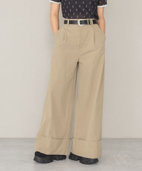 PAGEBOY（ページボーイ）の「ピケロールアップワイドパンツ（その他パンツ・レディース・ブラック/グレー/ベージュ・SMALL/MEDIUM）」の3枚目の写真