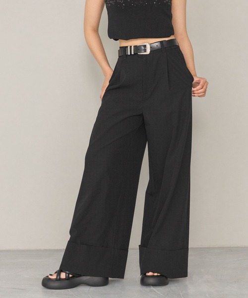 PAGEBOY（ページボーイ）の「ピケロールアップワイドパンツ（その他パンツ・レディース・ブラック/グレー/ベージュ・SMALL/MEDIUM）」の2枚目の写真