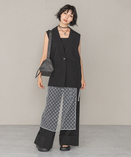 PAGEBOY（ページボーイ）の「ピケロールアップワイドパンツ（その他パンツ・レディース・ブラック/グレー/ベージュ・SMALL/MEDIUM）」の5枚目の写真