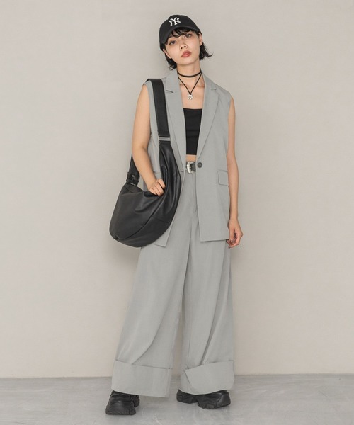 PAGEBOY（ページボーイ）の「ピケロールアップワイドパンツ（その他パンツ・レディース・ブラック/グレー/ベージュ・SMALL/MEDIUM）」の9枚目の写真