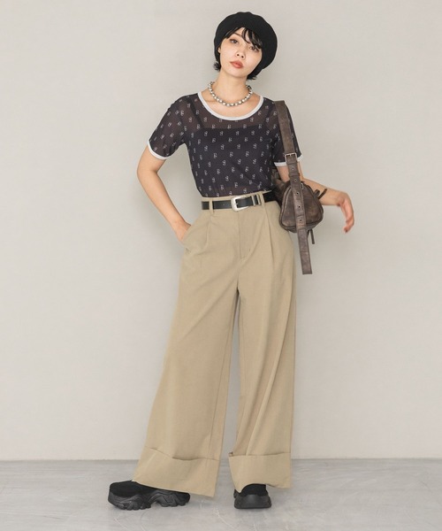 PAGEBOY（ページボーイ）の「ピケロールアップワイドパンツ（その他パンツ・レディース・ブラック/グレー/ベージュ・SMALL/MEDIUM）」の14枚目の写真