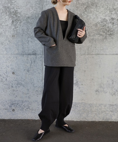 select MOCA by son(セレクトモカバイソン)の「ディープVネックプルオーバー(その他トップス・レディース・チャコール/オートミール/ブラック・FREE)」の12枚目の写真