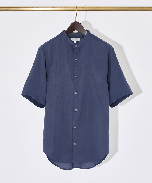 ABAHOUSE GRAY（アバハウスグレイ）の「【Air Hole Stretch】エアリー ストレッチ バンドカラー 半袖 シャツ（シャツ/ブラウス・メンズ・ブラック/グレイッシュベージュ/ホワイト/ネイビー・48/46/50）」の4枚目の写真