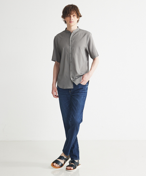 ABAHOUSE GRAY（アバハウスグレイ）の「【Air Hole Stretch】エアリー ストレッチ バンドカラー 半袖 シャツ（シャツ/ブラウス・メンズ・ブラック/グレイッシュベージュ/ホワイト/ネイビー・48/46/50）」の15枚目の写真