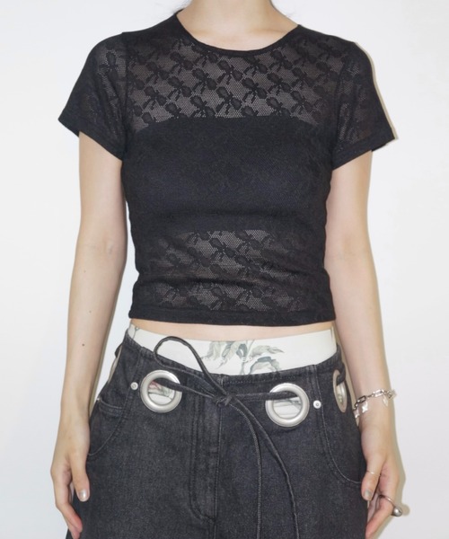 musubore（ムスボレ）の「【select】lace Tshirts / リボンレースTシャツ（Tシャツ/カットソー）」 WEAR