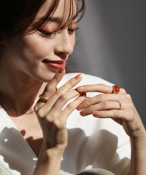 abaskdesign（アバスクデザイン）の「金属アレルギー対応 天然石 パワーストーンキャンディーリング（リング・レディース・グリーン/ブラウン/ピンク/イエロー/オレンジ/パープル/ライトブルー/ブラック・14号/9号/11号/16号）」の13枚目の写真