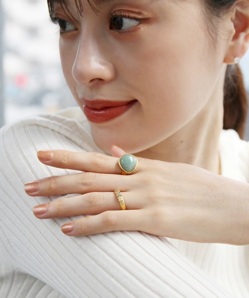 abaskdesign（アバスクデザイン）の「金属アレルギー対応 天然石 パワーストーンキャンディーリング（リング・レディース・グリーン/ブラウン/ピンク/イエロー/オレンジ/パープル/ライトブルー/ブラック・14号/9号/11号/16号）」の12枚目の写真