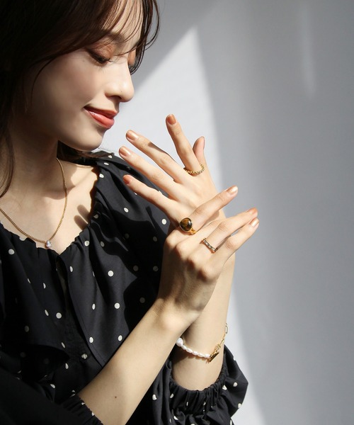 abaskdesign（アバスクデザイン）の「金属アレルギー対応 天然石 パワーストーンキャンディーリング（リング・レディース・グリーン/ブラウン/ピンク/イエロー/オレンジ/パープル/ライトブルー/ブラック・14号/9号/11号/16号）」の9枚目の写真